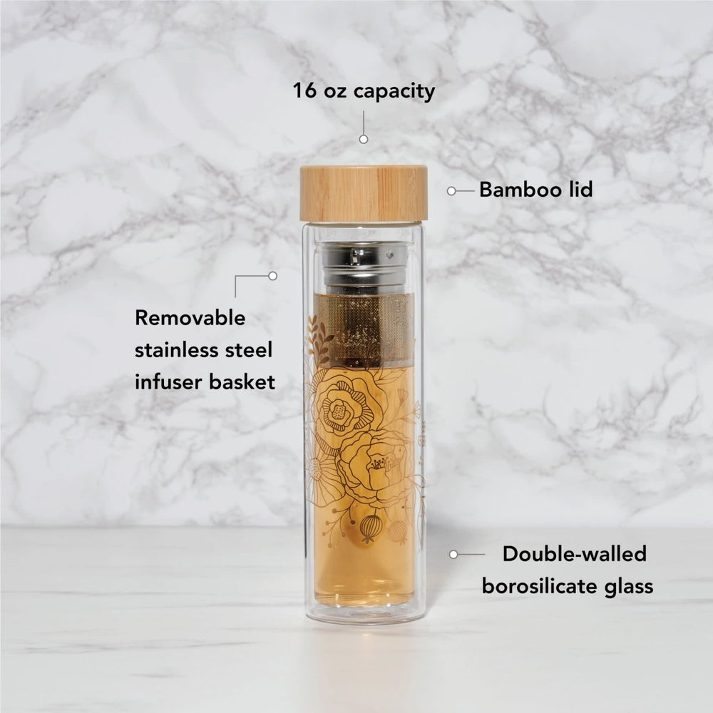 
                      
                        Pinky Up Tea Blair: Bouquet Glass Travel Infuser Mug - lily & onyx
                      
                    