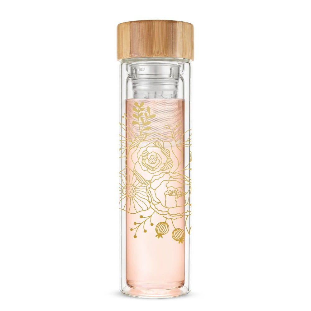 Pinky Up Tea Blair: Bouquet Glass Travel Infuser Mug - lily & onyx