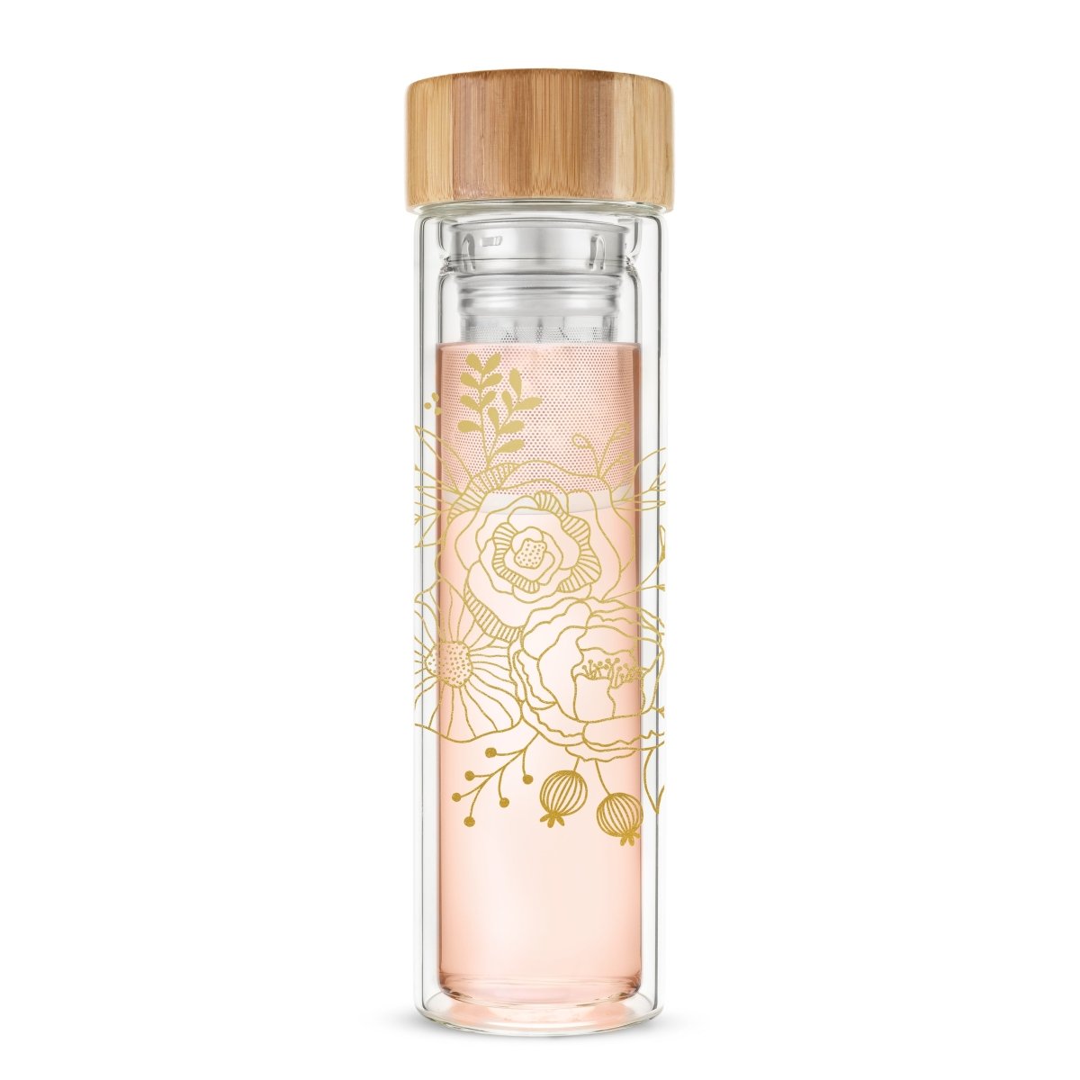 Pinky Up Tea Blair: Bouquet Glass Travel Infuser Mug - lily & onyx