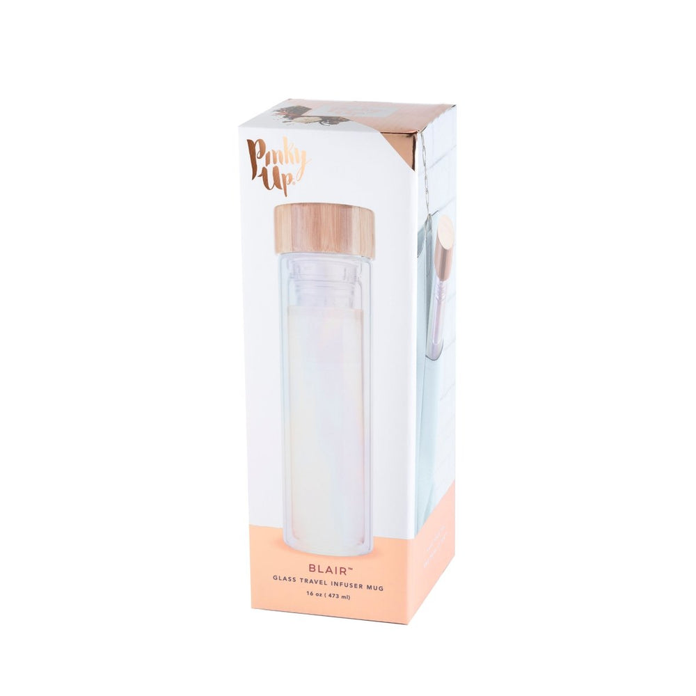 
                      
                        Pinky Up Tea Blair: Iridescent Glass Travel Infuser Mug - lily & onyx
                      
                    