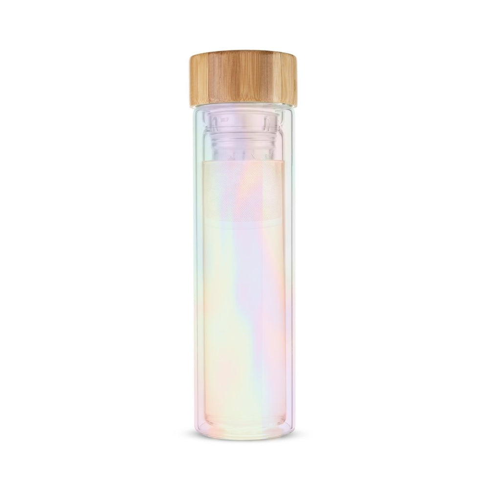 Pinky Up Tea Blair: Iridescent Glass Travel Infuser Mug - lily & onyx