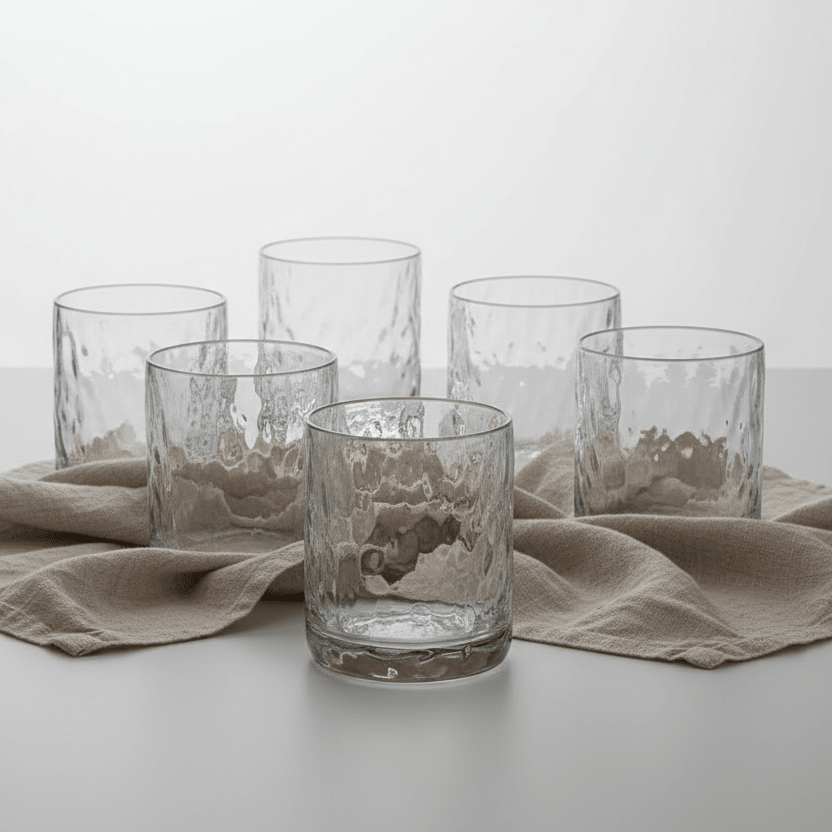 Bloomingville Hammered Glass 8oz Drink Tumblers - Set of 6