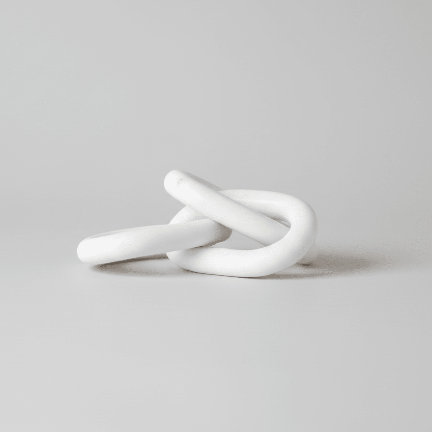 Bloomingville White Marble Chain Link Sculpture - Coastal Decor Statement Piece