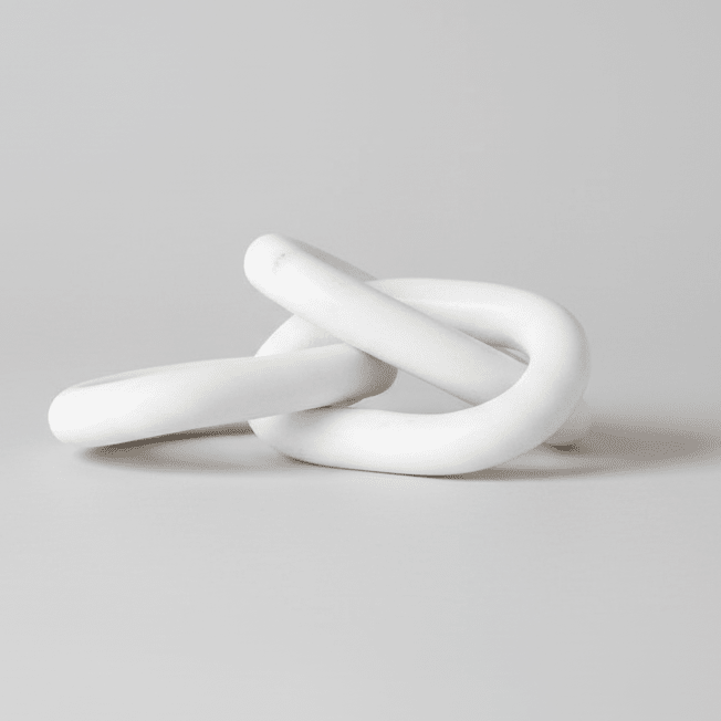 Bloomingville White Marble Chain Link Sculpture - Coastal Decor Statement Piece
