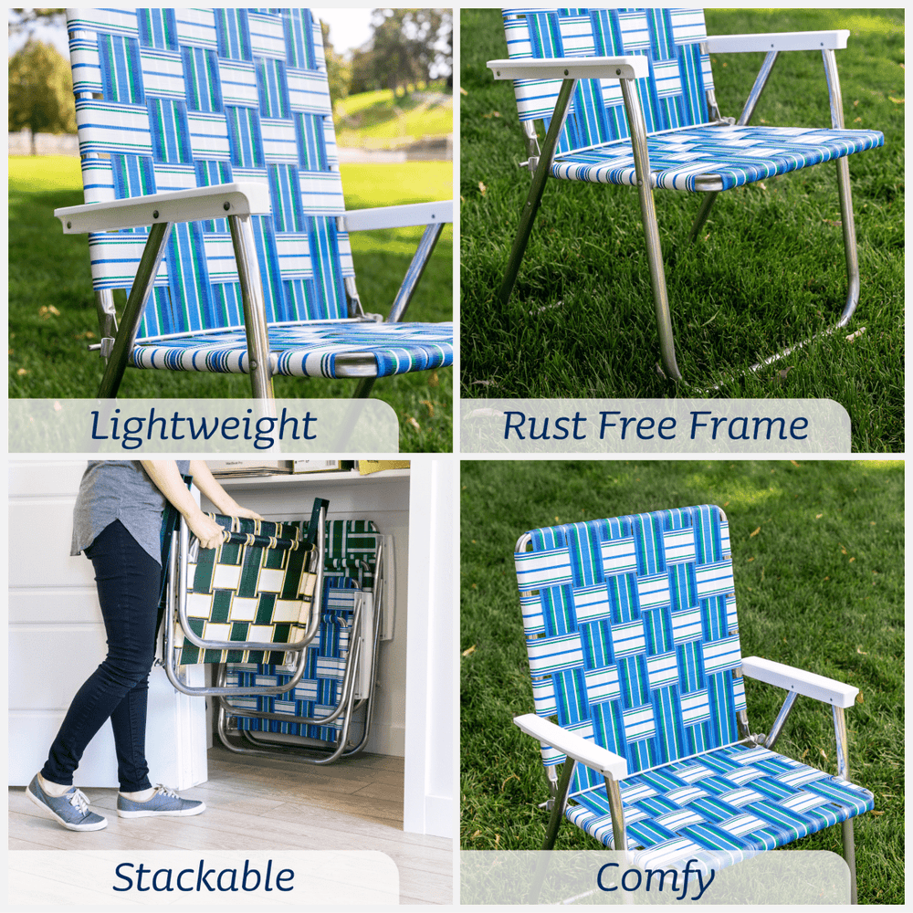 
                      
                        Lawn Chair USA Blue and White Stripe Classic Lawn Chair - lily & onyx
                      
                    