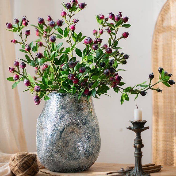 
                      
                        RusticReach Blue Bubble Hand Blown Glass Vase - lily & onyx
                      
                    