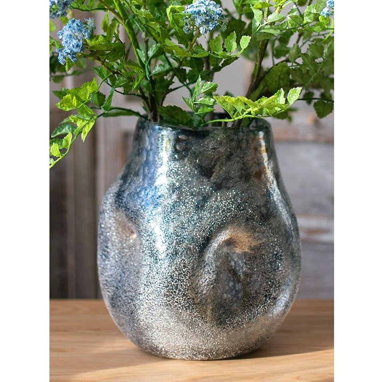 
                      
                        RusticReach Blue Bubble Hand Blown Glass Vase - lily & onyx
                      
                    