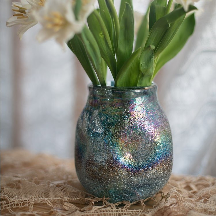 
                      
                        RusticReach Blue Bubble Hand Blown Glass Vase - lily & onyx
                      
                    