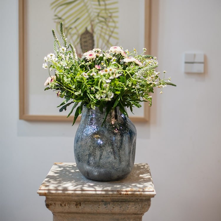 
                      
                        RusticReach Blue Bubble Hand Blown Glass Vase - lily & onyx
                      
                    