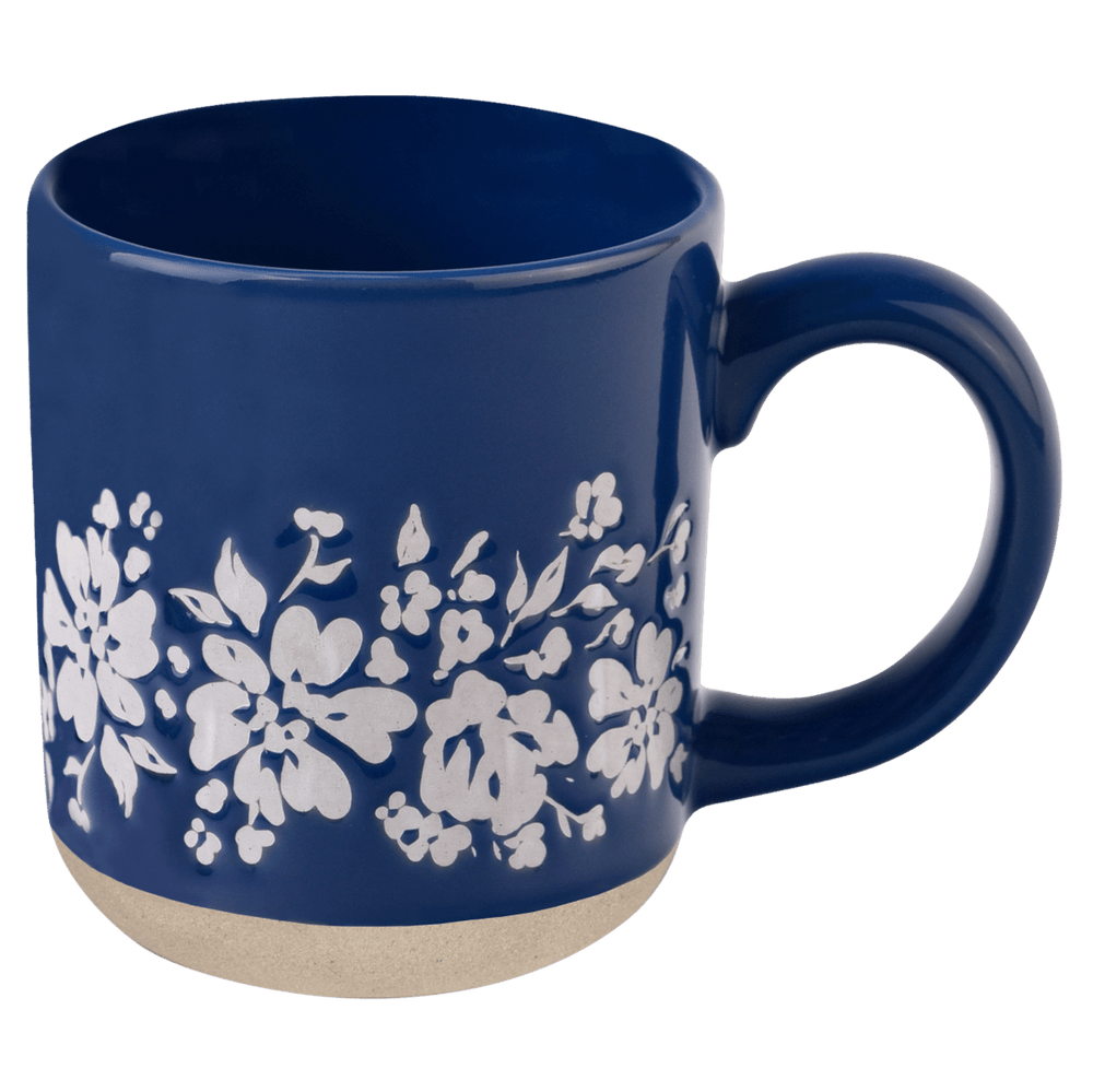 Sweet Water Decor Blue Floral 14oz. Stoneware Coffee Mug - lily & onyx