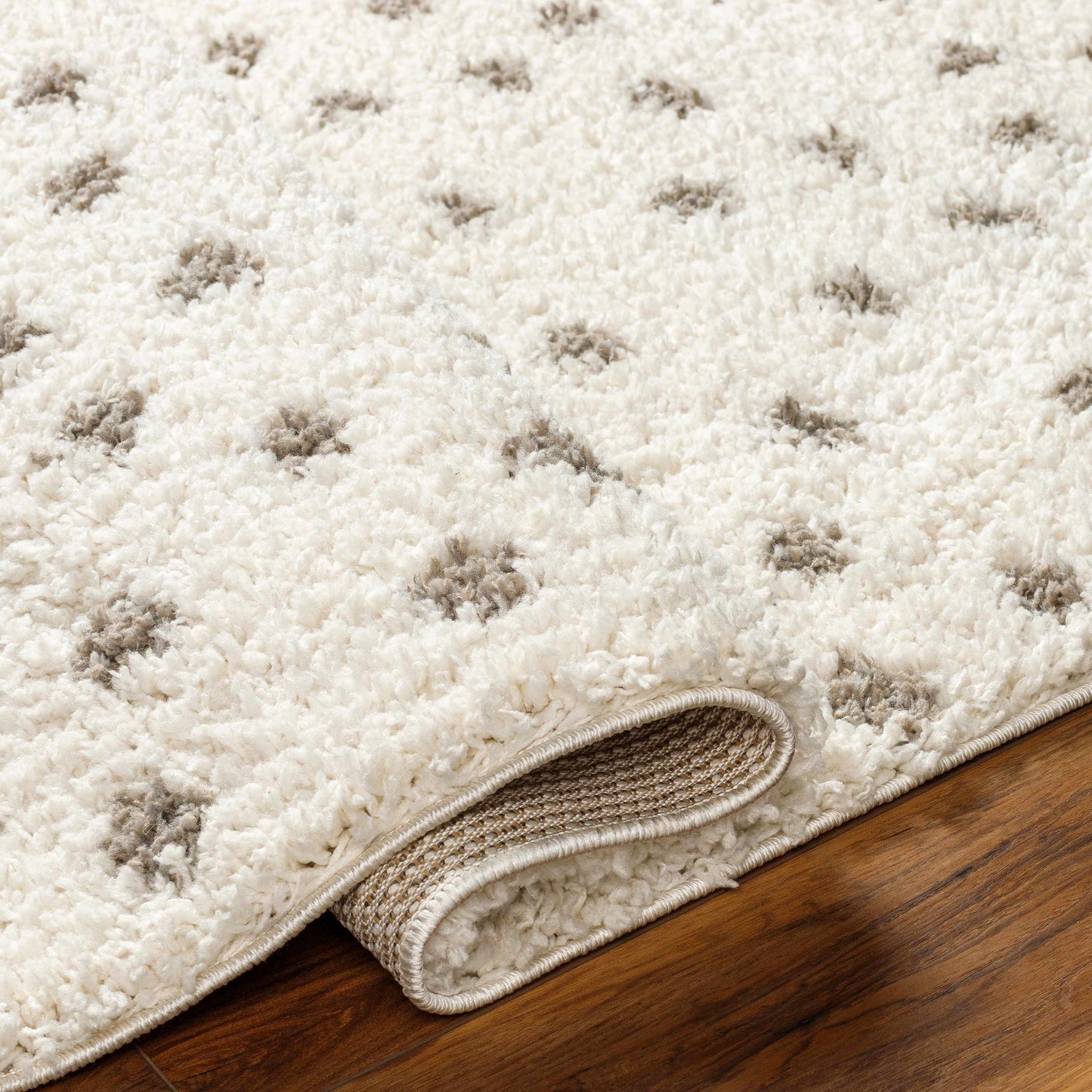Load image into Gallery viewer, Chaia Dotted Cream &amp;amp; Gray Plush Rug
