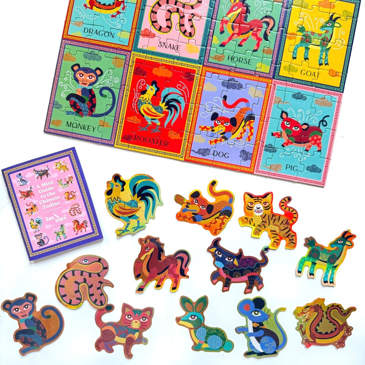 Bo & Mei Chinese Zodiac 100 - Piece Puzzle + Stickers