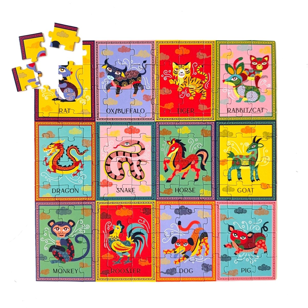 Bo & Mei Chinese Zodiac 100 - Piece Puzzle + Stickers