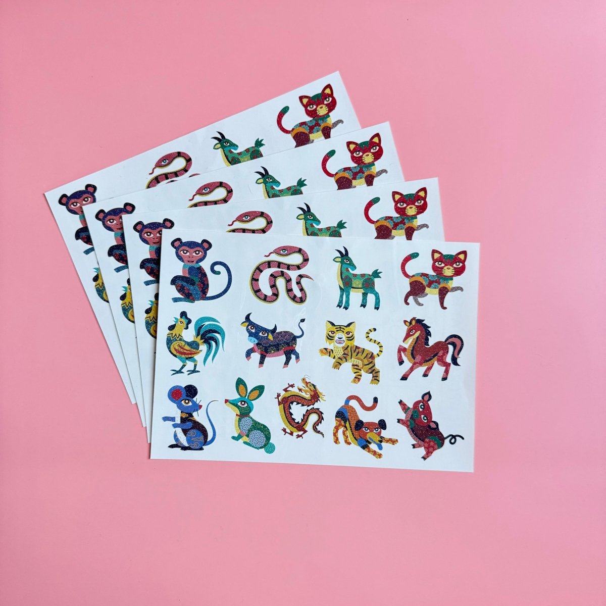 Bo & Mei Chinese Zodiac Glittery Temporary Tattoos