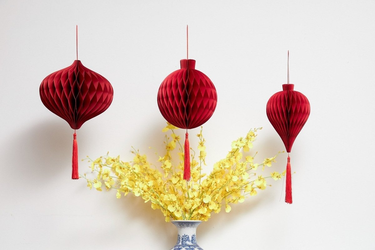 Bo & Mei Honeycomb Red Lanterns, Set of 6