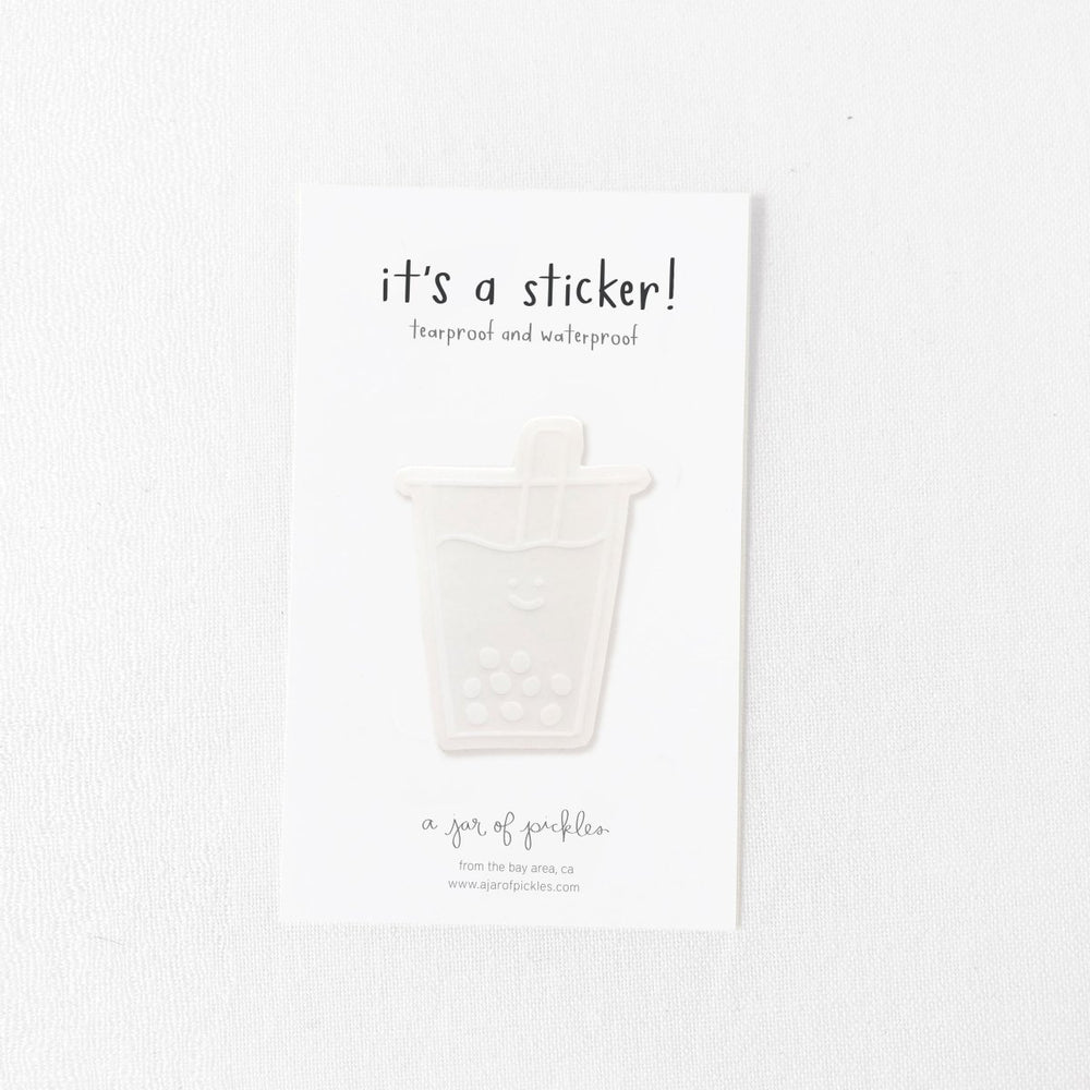 A Jar of Pickles Boba Clear Vinyl Sticker