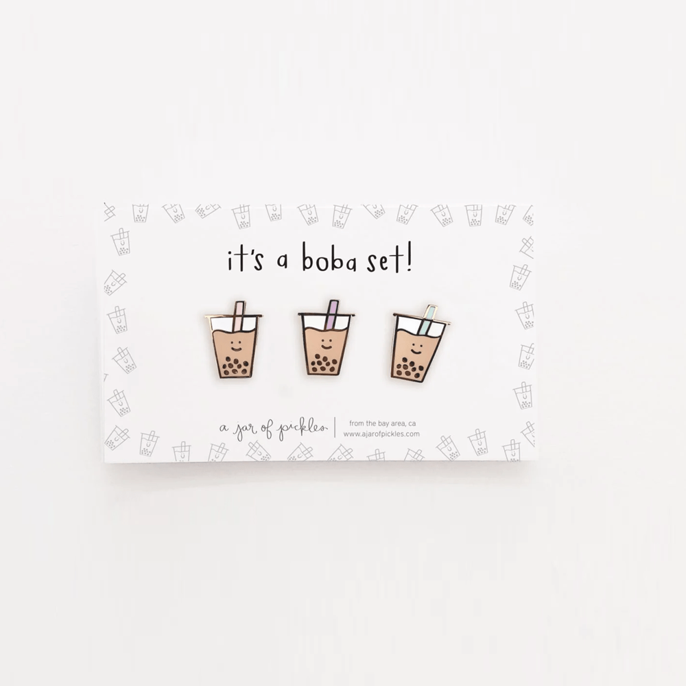 A Jar of Pickles Boba Pin, Set of 3 - lily & onyx
