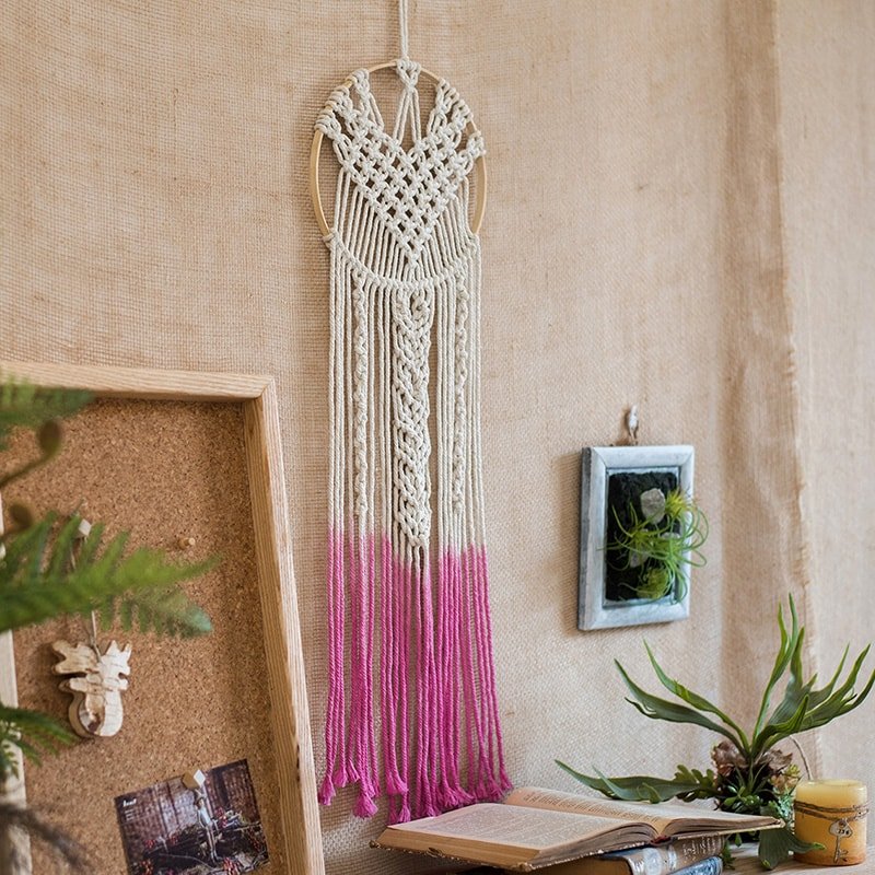 
                      
                        RusticReach Bohemia Style Pink Macrame Tapestry, Round - lily & onyx
                      
                    