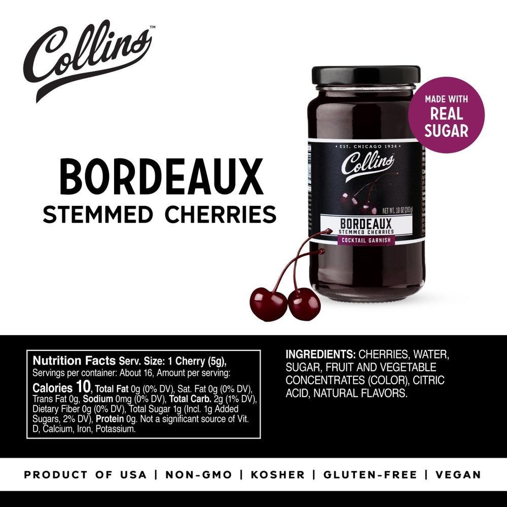 
                      
                        Collins Bordeaux Style Cherries, 10 oz - lily & onyx
                      
                    