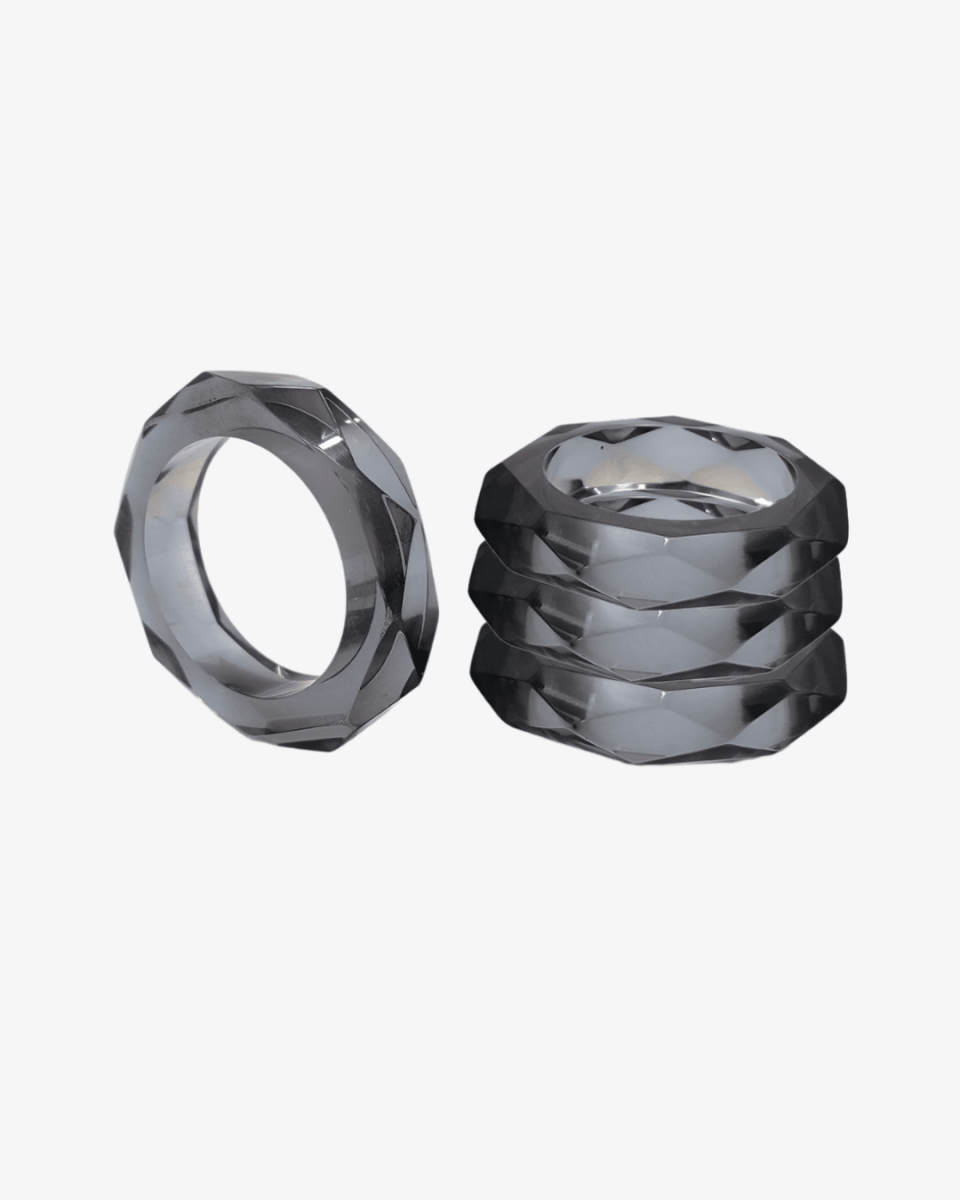 borrowed BLU Prism Charcoal Lucite Acrylic Napkin Rings, Set of 4