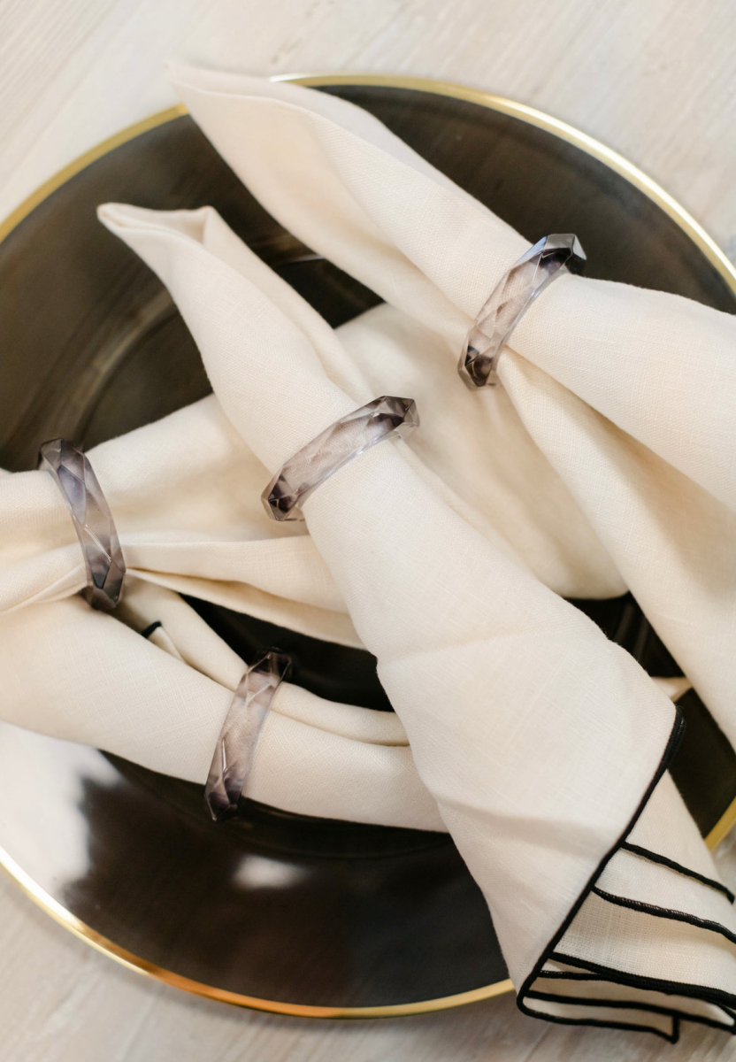 borrowed BLU Prism Clear Lucite Acrylic Napkin Rings, Set of 4