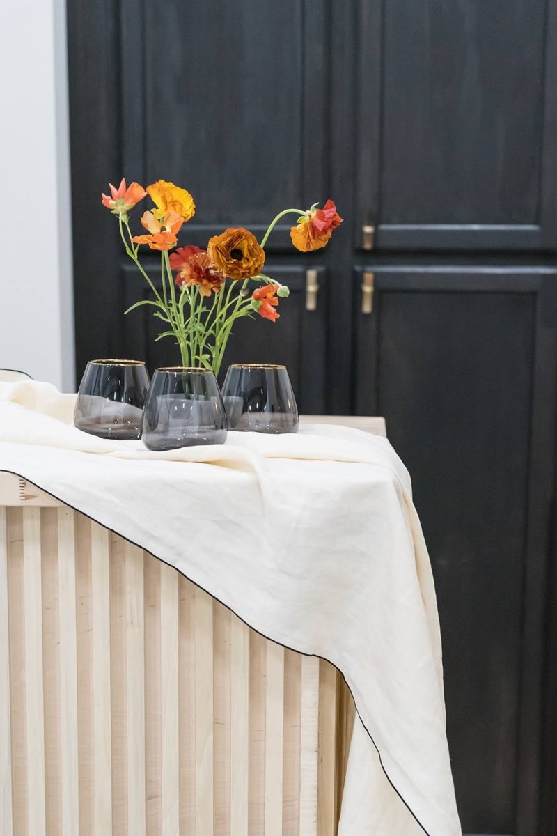 borrowed BLU Siren Stemless Wine Glasses - Charcoal with Gold Rim - Set of 4