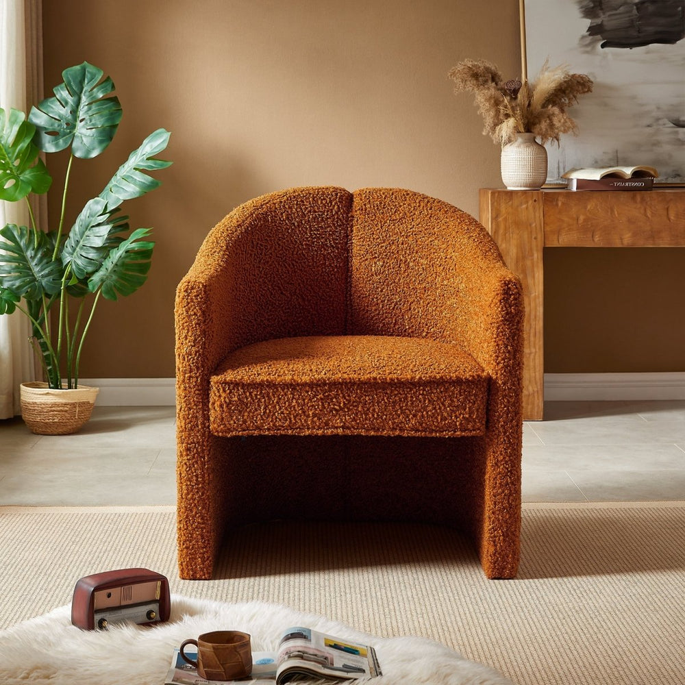 Walker Edison Boucle Curved Design Accent Chair, Caramel - lily & onyx