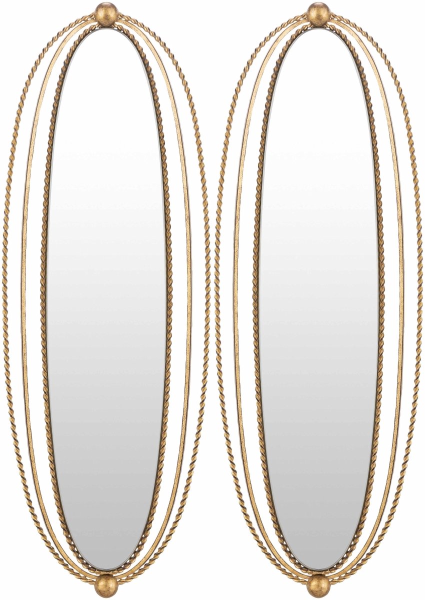 Boutique Rugs McCordsville Gold Brass Oval Mirror Set