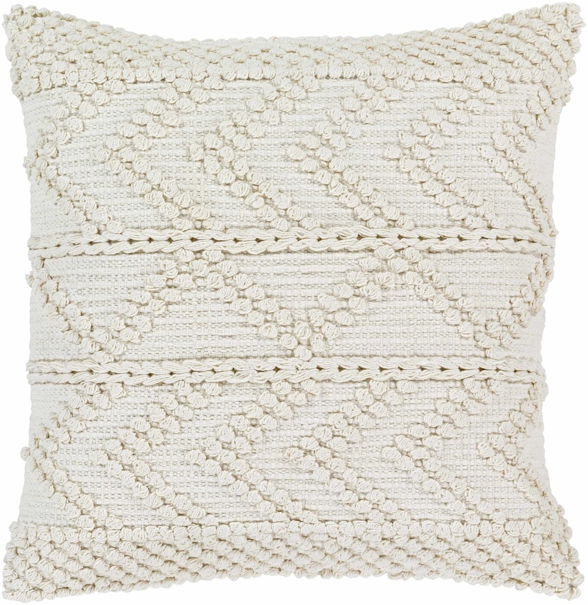 Boutique Rugs Sumiton White Textured Crochet Cotton Throw Pillow