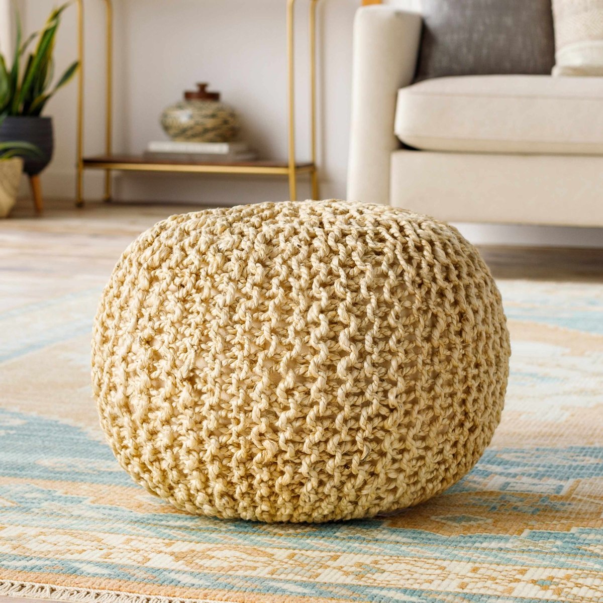 Boutique Rugs Watseka Jute Knitted Pouf