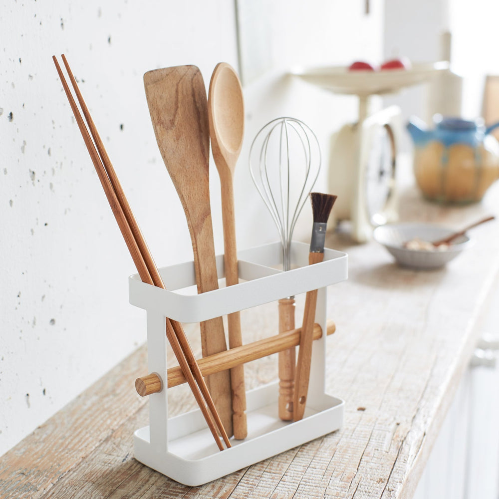 Utensil Holder - Steel + Wood