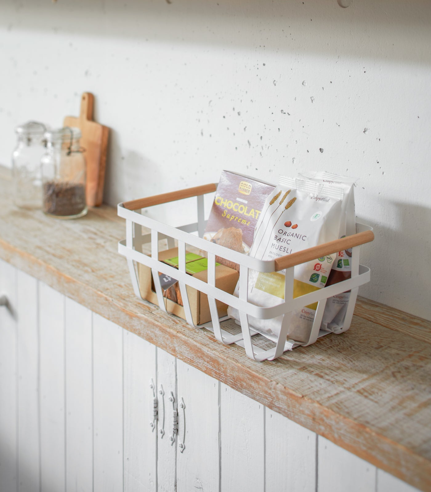 Steel Sorage Basket with Wood Handles, Medium