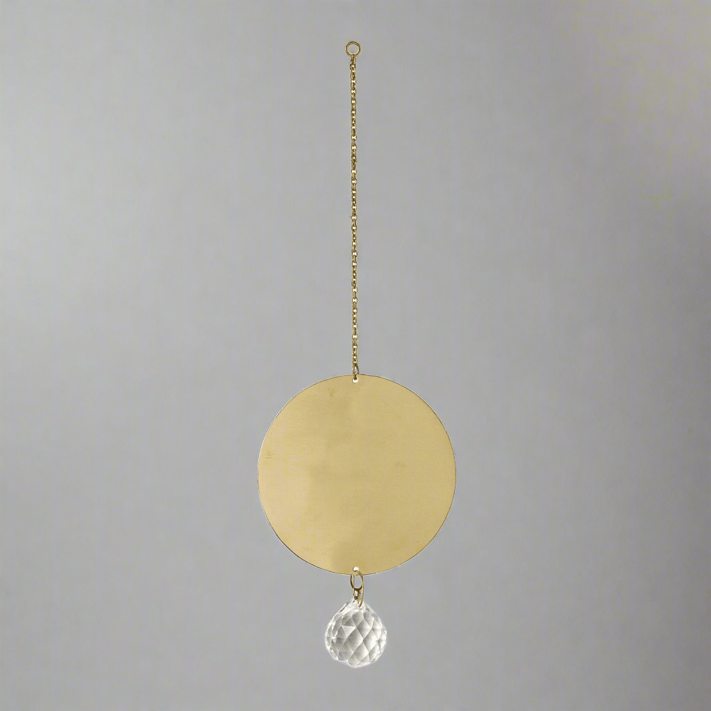 CEDAR AND MYRRH Brass Full Moon and Crystal Suncatcher