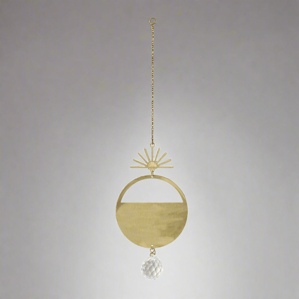 CEDAR AND MYRRH Brass Sunrise and Crystal Suncatcher