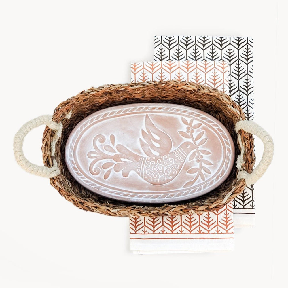 
                      
                        KORISSA Bread Warmer & Basket Gift Set with Tea Towel - Bird Oval - lily & onyx
                      
                    