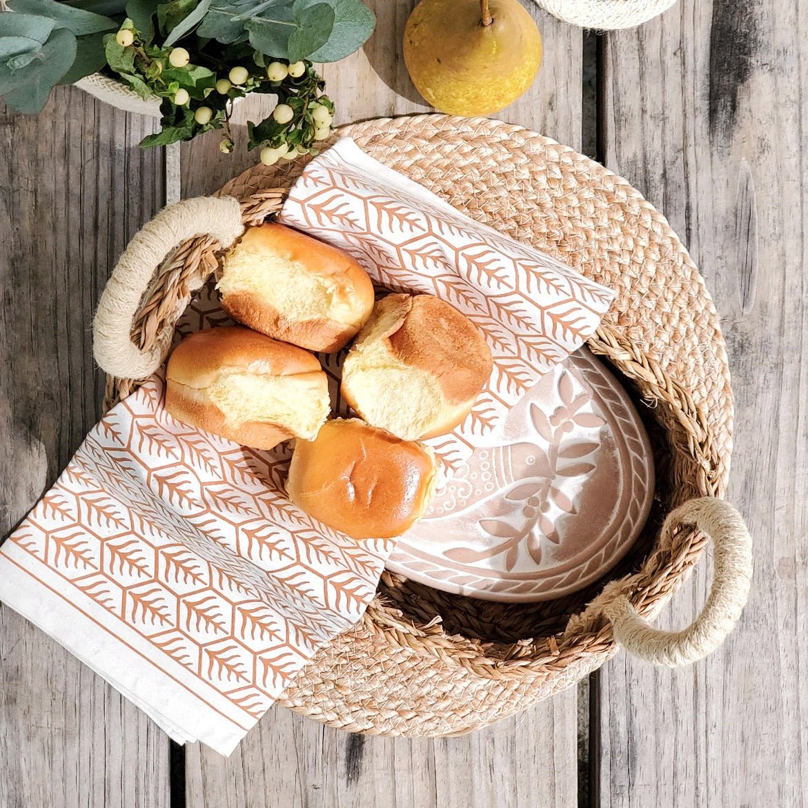 KORISSA Bread Warmer & Basket Gift Set with Tea Towel - Bird Oval - lily & onyx