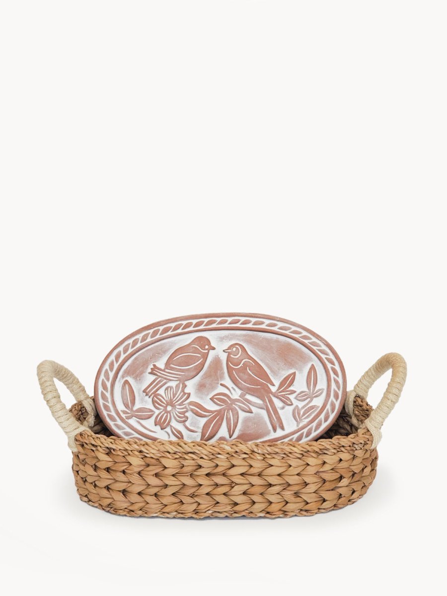 KORISSA Bread Warmer & Basket - Lovebirds Oval - lily & onyx