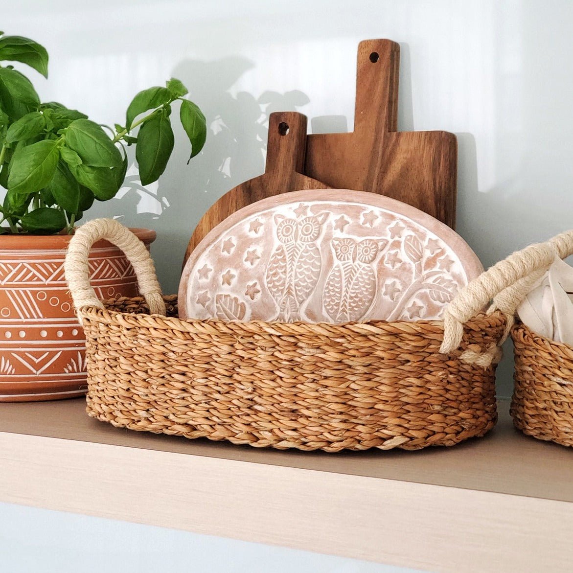 KORISSA Bread Warmer & Basket - Owl Oval - lily & onyx