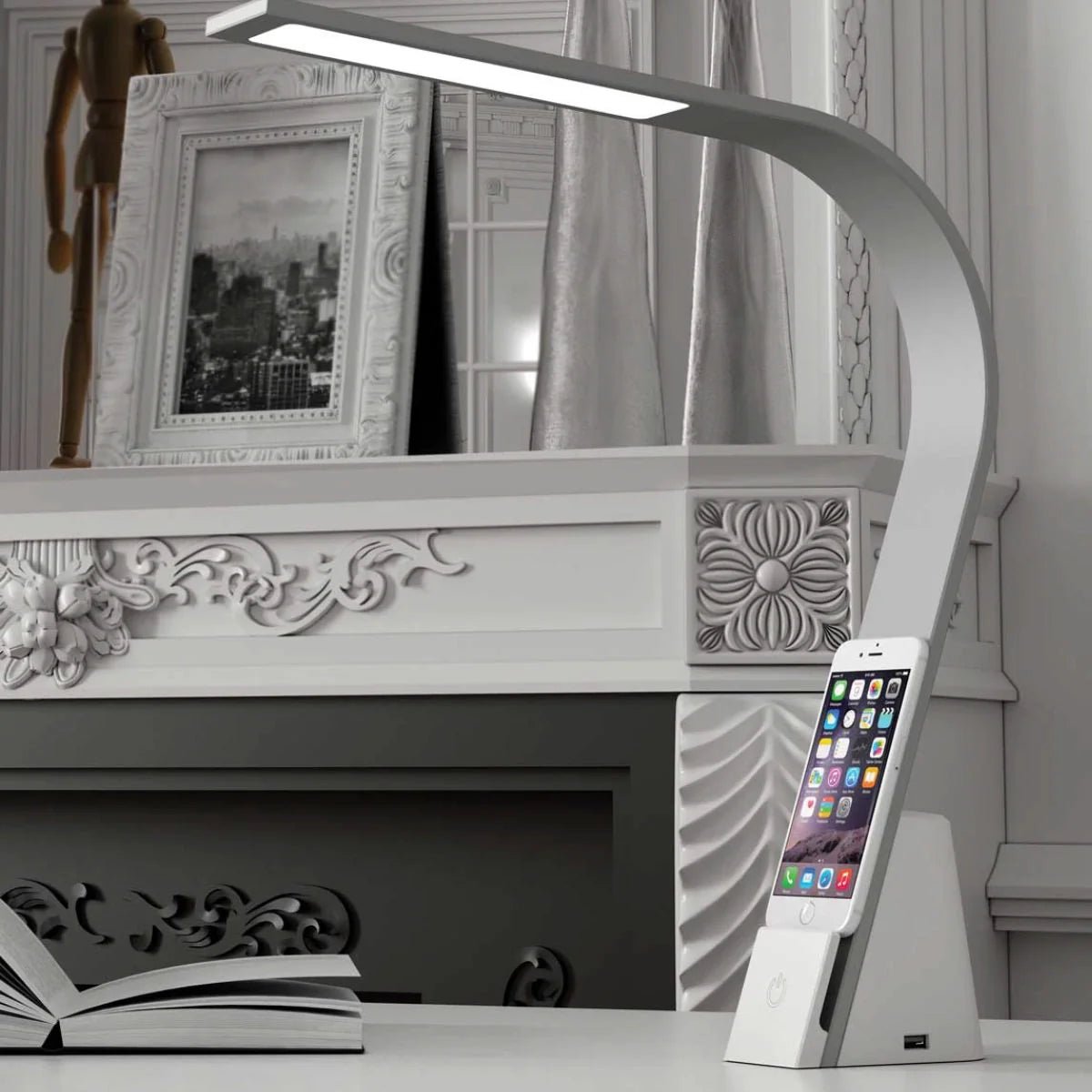 LUX LED Lighting Brooklyn AURA LED Task Light (Wireless Qi™ Charging) - lily & onyx