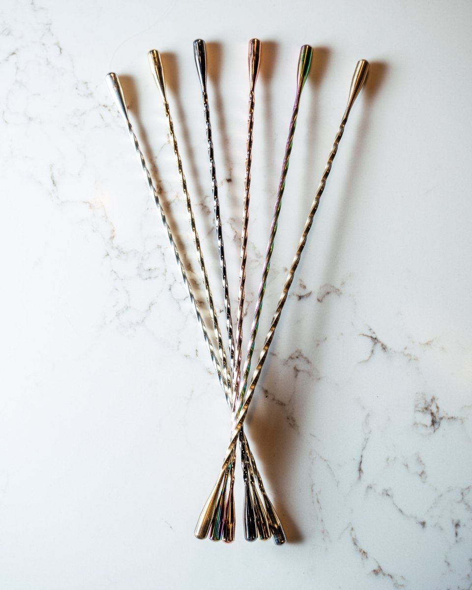 Bull In China 12" Professional Double - Ended Teardrop Bar Spoon - Stainless Steel