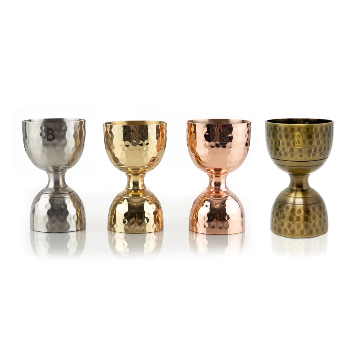 Bull In China Hammered Bell Jigger 2oz/1oz | Cocktail Measurement Bar Tool With Internal Markings