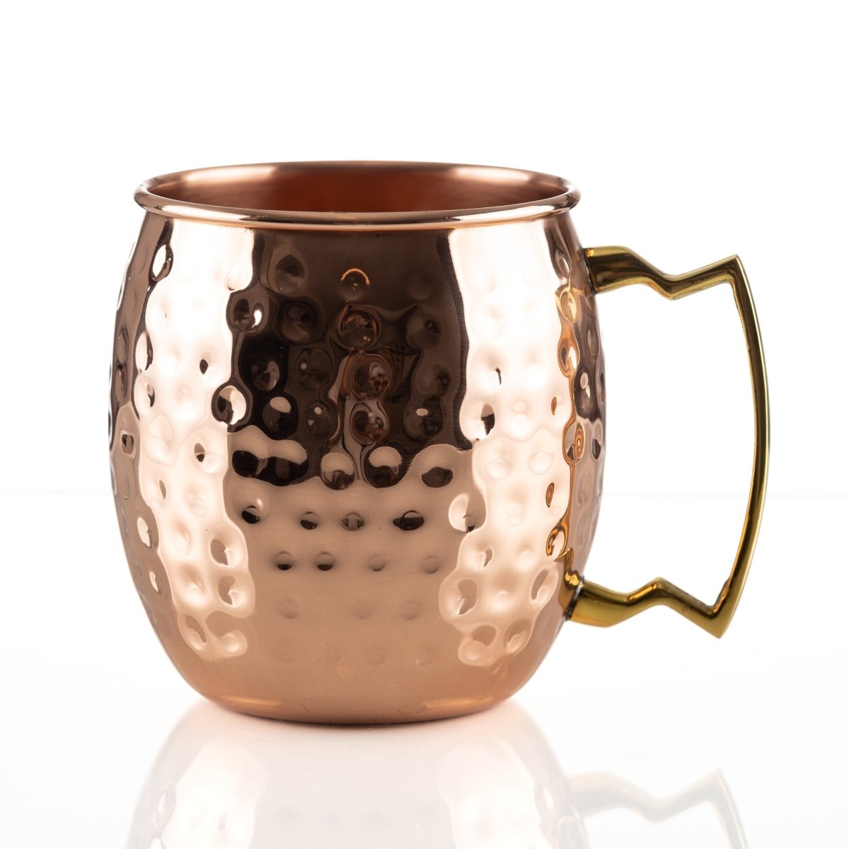 Bull In China Hammered Copper Moscow Mule Mug 16oz - Solid Copper Brass Handle