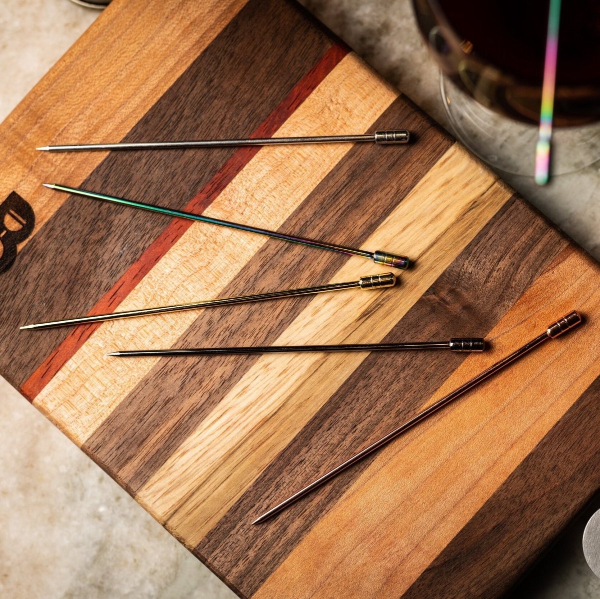 Bull In China Stainless Steel Cocktail Picks Set of 4 - 4.3" Reusable Metal