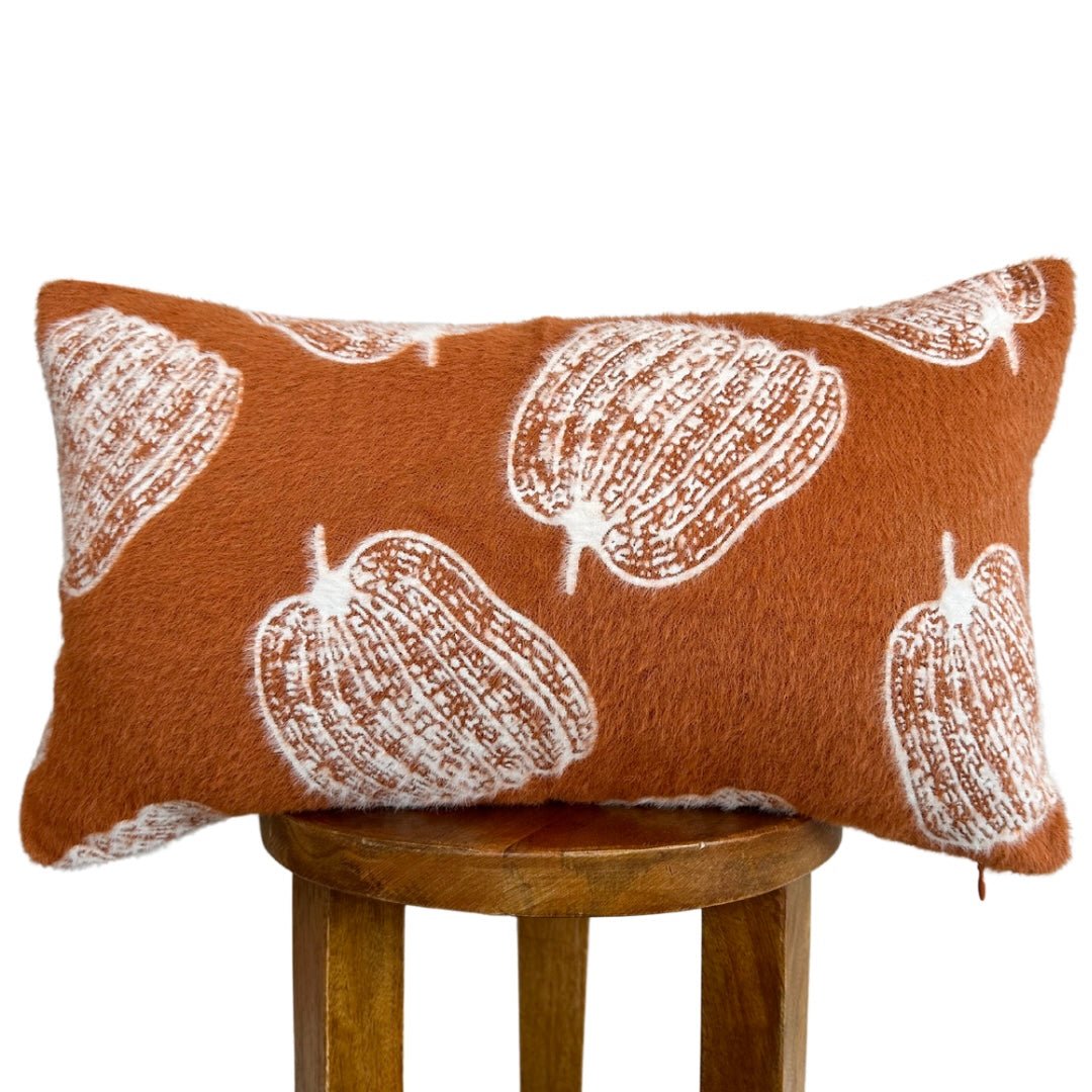 Busa Designs Burnt Orange Pumpkin Lumbar Pillow - lily & onyx