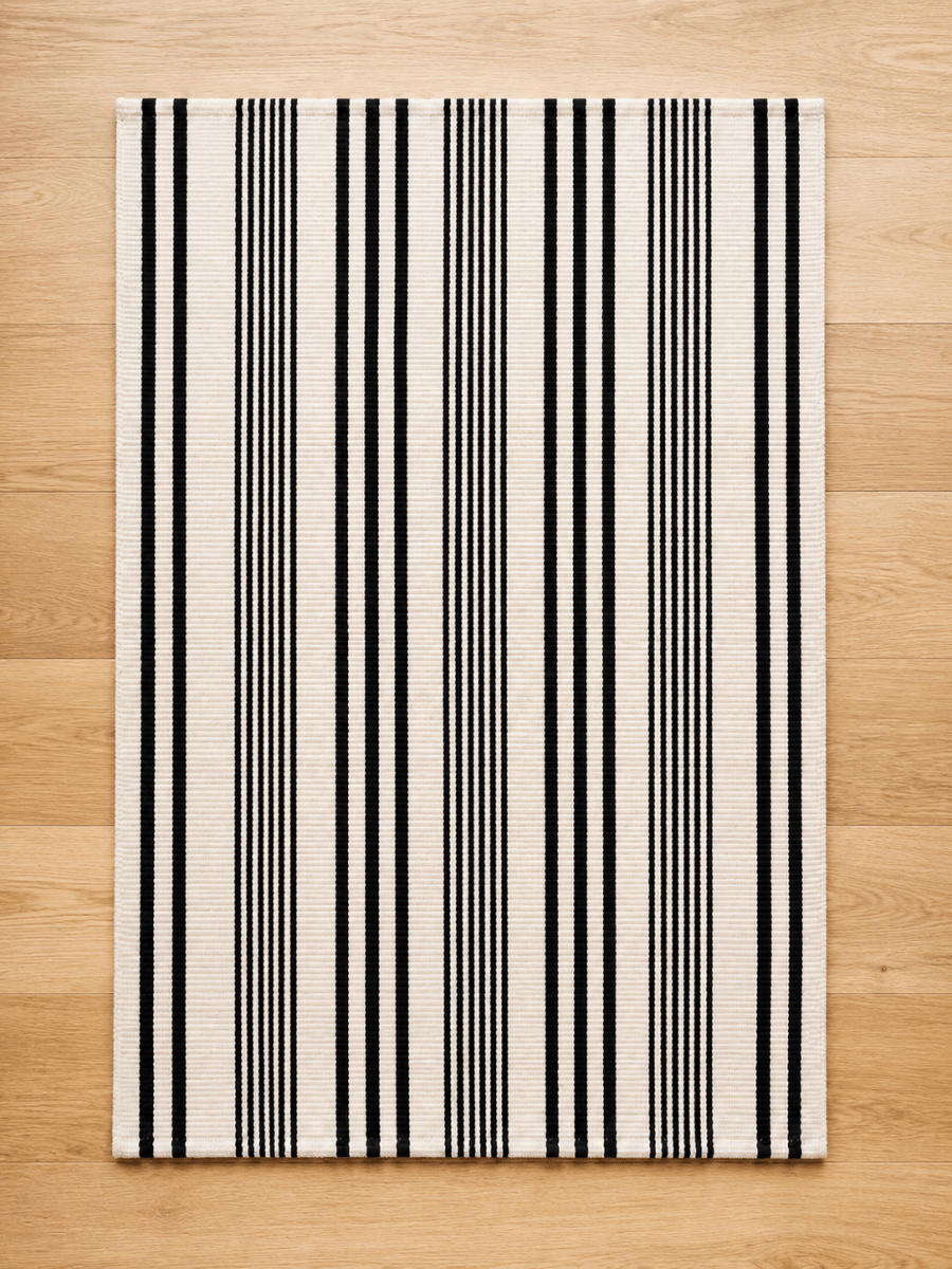 Busa Designs Amara Cream & Black Striped Accent Rug, 2x3'