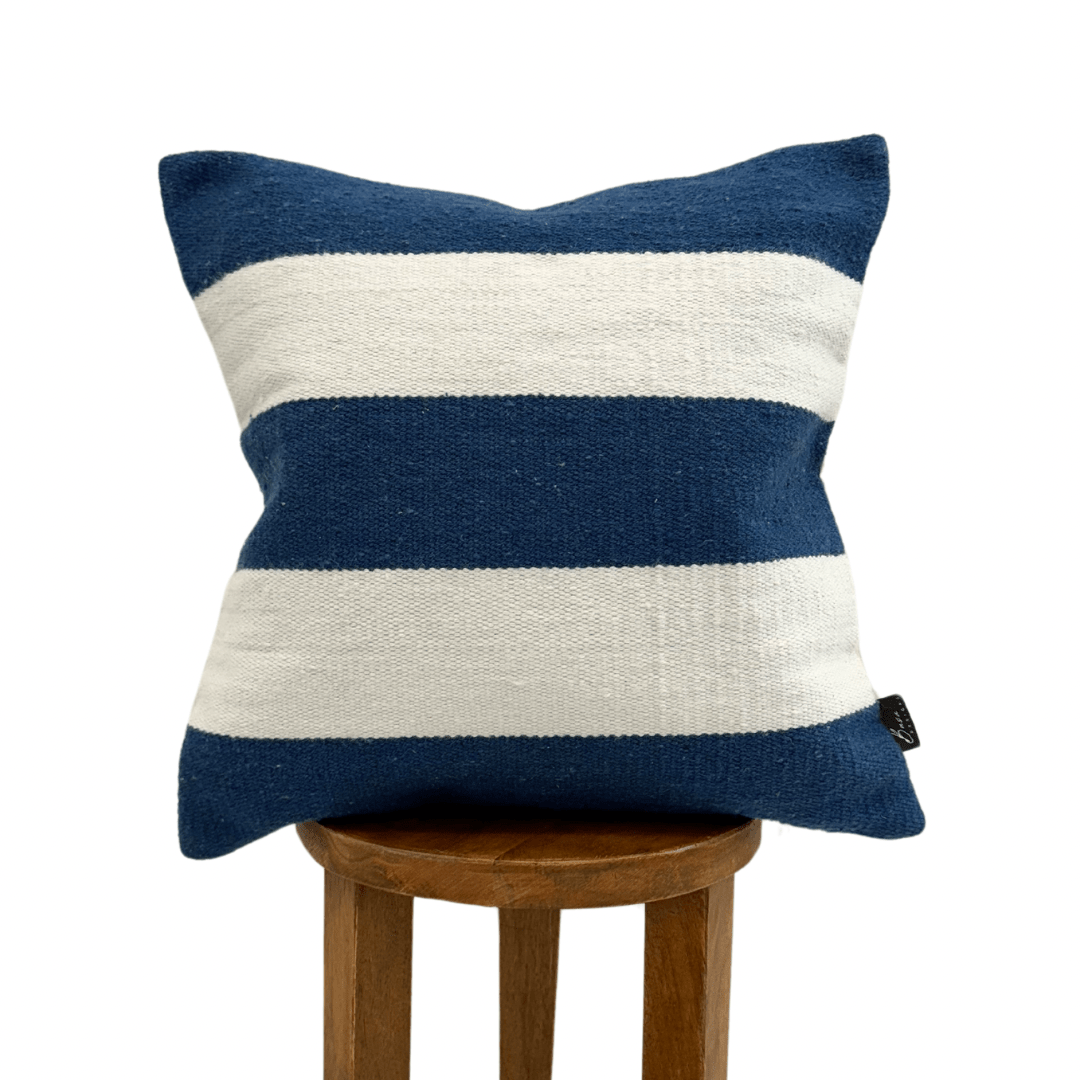 Busa Designs Chatham Navy Blue & White Striped Outdoor Pillow Cover