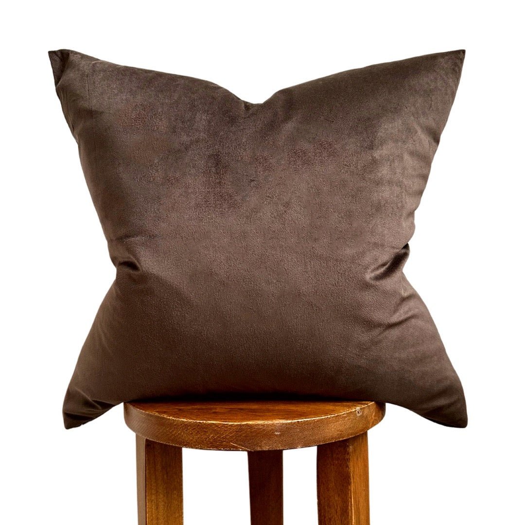 Busa Designs Chocolate Brown Velvet Pillow Cover 20x20 - Hidden Zipper