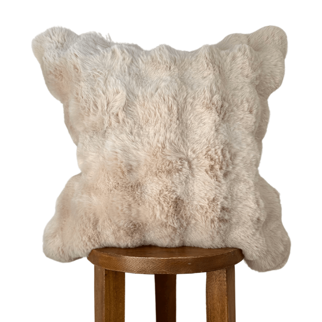 Busa Designs Cream Faux Fur Pillow Cover 20x20 - Beige Cloud Luxury Throw