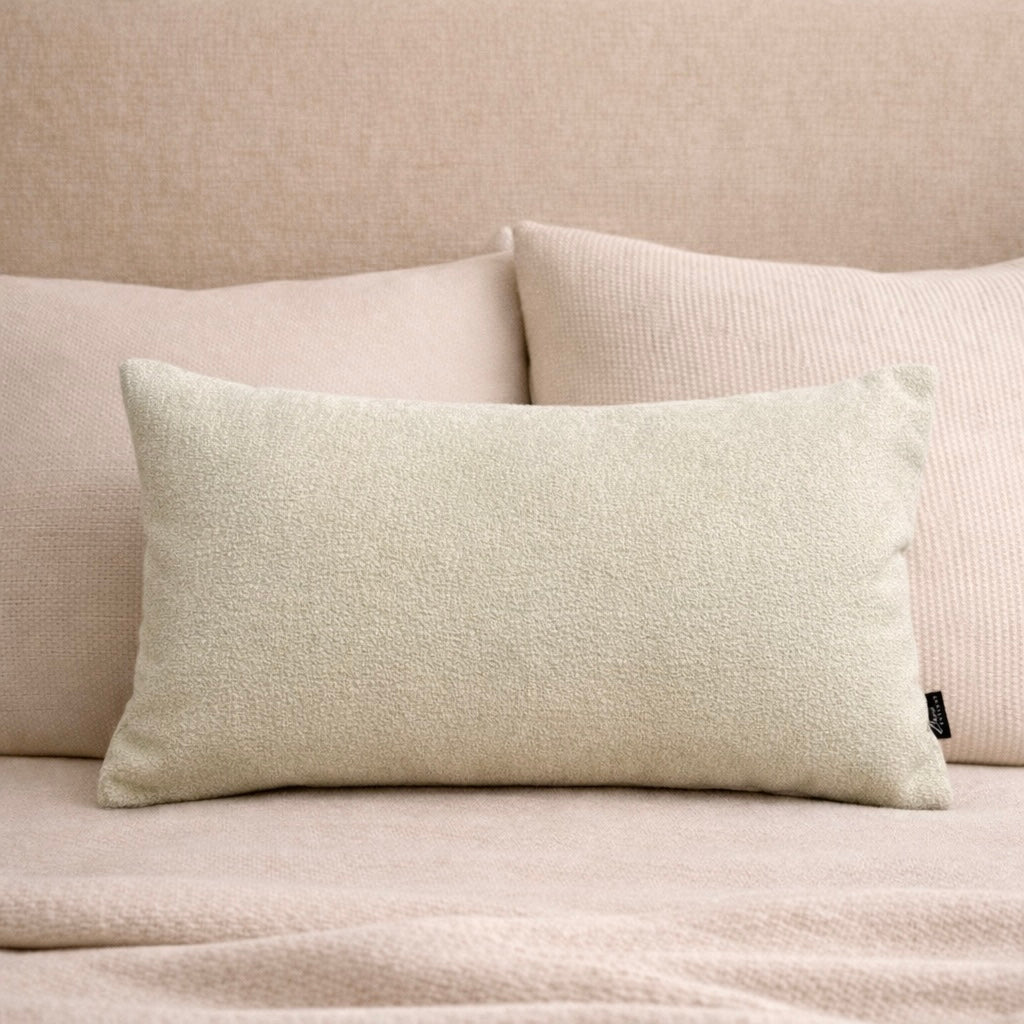 Busa Designs Cream Sherpa Lumbar Pillow Cover – Cozy Chenille Style Accent Pillow