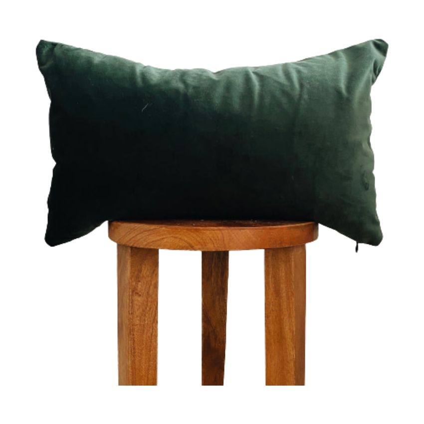 Busa Designs Emerald Green Velvet Lumbar Pillow Cover 12x20 - Cotton Velveteen